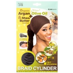 Cylindrical cap for Olive & Shea braids 808 BLACK