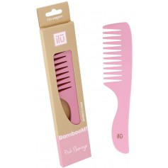 Bamboo comb for thick hair PINK FLAMINGO