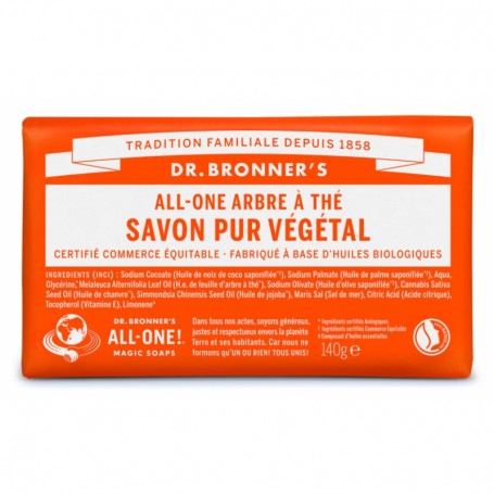 DR BRONNER'S Savon solide PUR VEGETAL BIO Arbre à Thé 140g