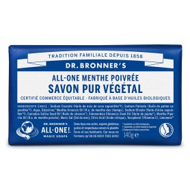 DR. BRONNER'S Savon solide PUR VEGETAL BIO à la menthe poivrée 140g