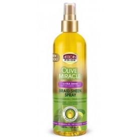 AFRICAN PRIDE Spray brillance pour coiffures nattées Extra Olive miracle 355ml (Braid Extra)