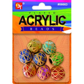 Perles décorative rondes à motif pour nattes ACRYLIC