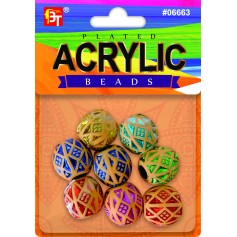 Perles décoratives rondes à motif pour nattes ACRYLIC 06663