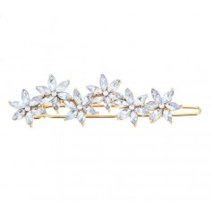 Barrette with crystal flowers