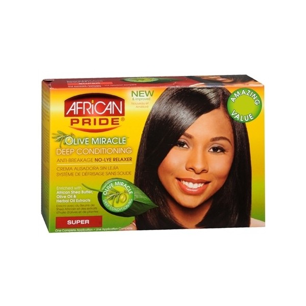 AFRICAN PRIDE Kit défrisant anti-casse Olive miracle (Super)